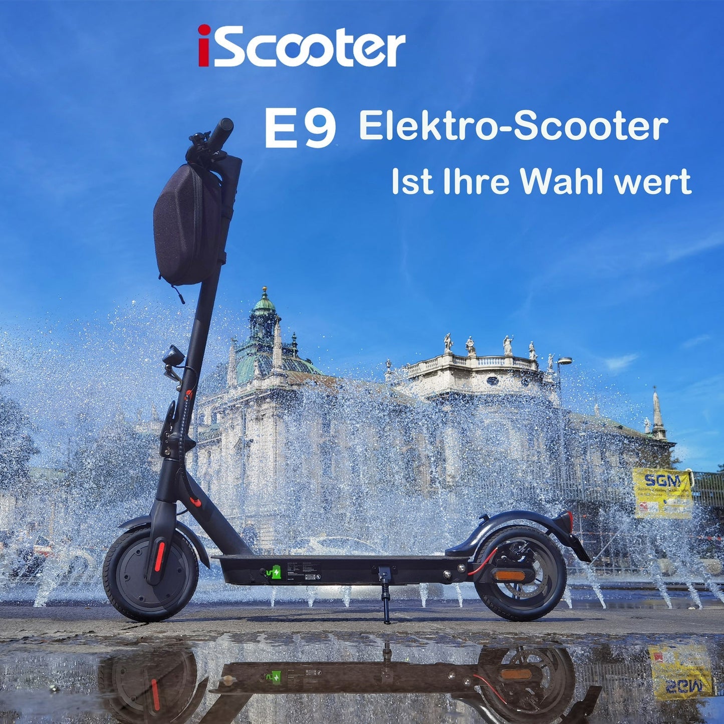 iScooter E Scooter mit Straßenzulassung ABE Max 30 km Reichweite, 350W Motor Elektroroller mit 8,5 Zoll Wabenreifen Duales Bremssystem und Doppelfederung für Herren Damen
